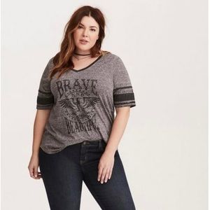 TORRID Brave and Beautiful Burnout Wash Football Tee- Size 3-3X
